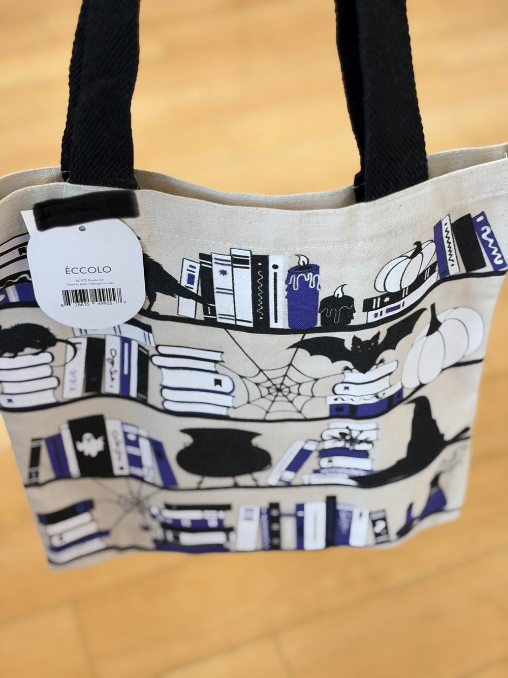 ECCOLO Printed Tote in White & Black NWT